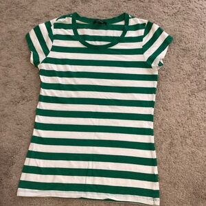 Striped fitted crew neck tee Size Large